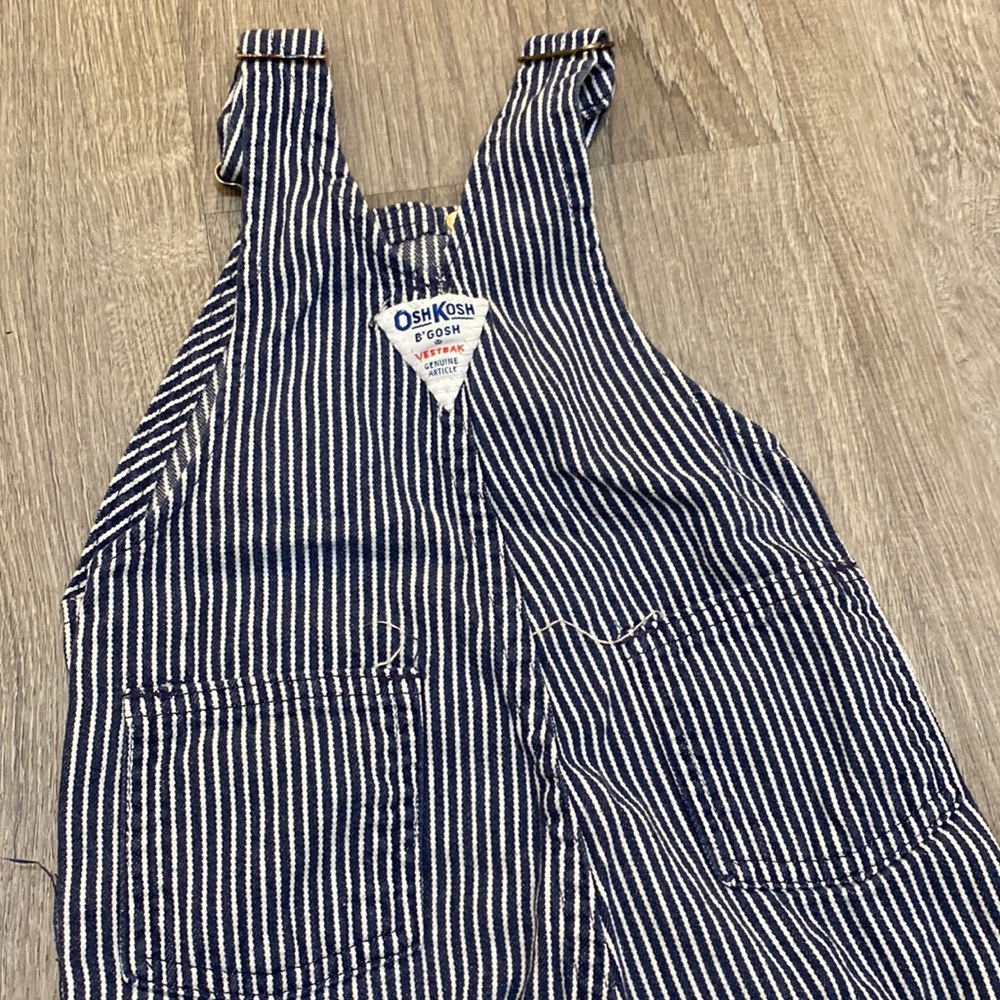 Vintage OshKosh B'gosh Blue Striped Kids Overalls - Picture 5 of 6